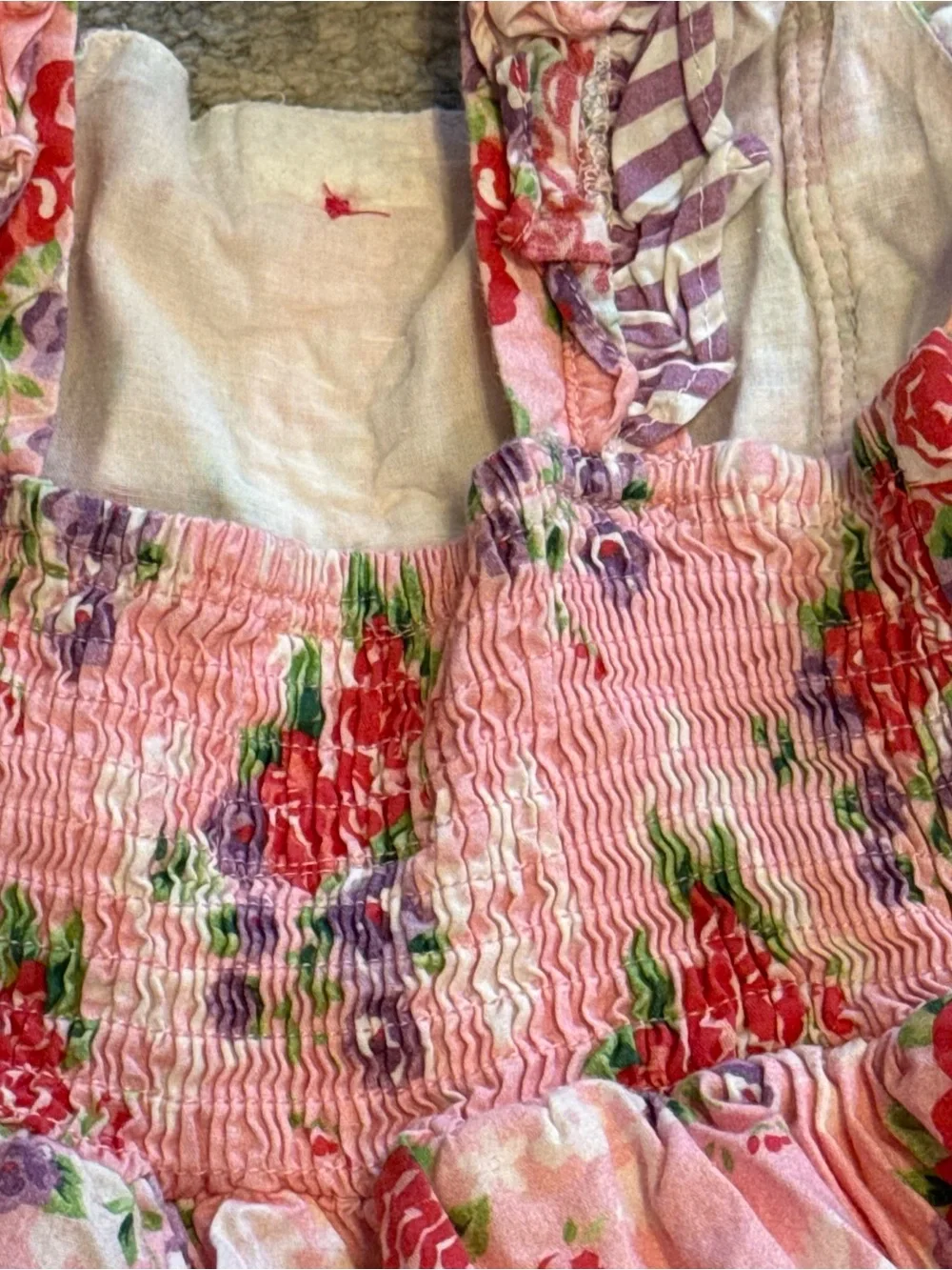 Olive + Moe Girls Floral Tiered Dress Size 6 Pink Purple Sleeveless